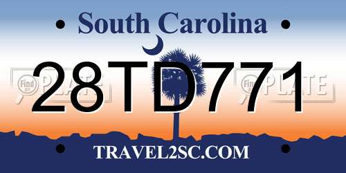 28TD771 South Carolina License Plate