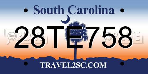 28TE758 South Carolina License Plate
