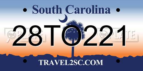 28TO221 South Carolina License Plate