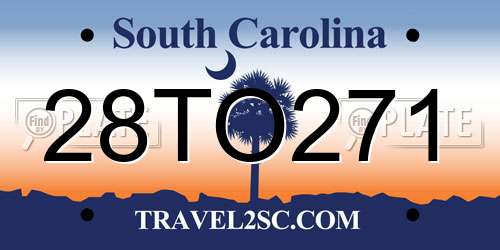 28TO271 South Carolina License Plate