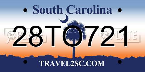 28TO721 South Carolina License Plate