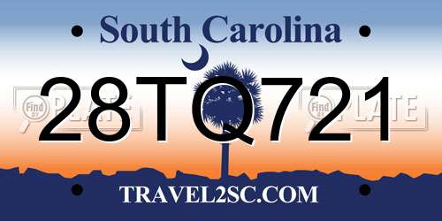 28TQ721 South Carolina License Plate
