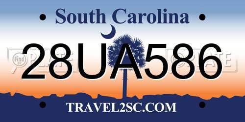 28UA586 South Carolina License Plate