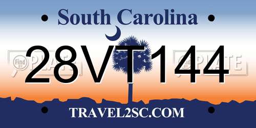28VT144 South Carolina License Plate