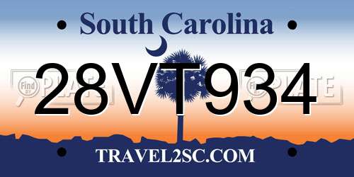 28VT934 South Carolina License Plate