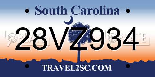 28VZ934 South Carolina License Plate