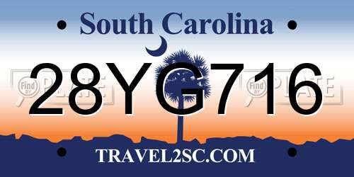 28YG716 South Carolina License Plate