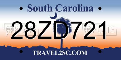 28ZD721 South Carolina License Plate