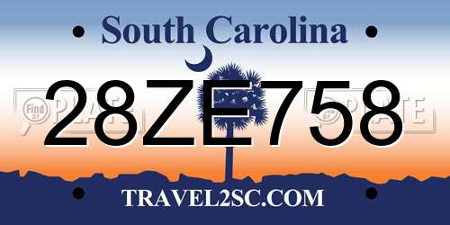 28ZE758 South Carolina License Plate