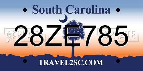 28ZE785 South Carolina License Plate