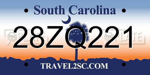 28ZQ221 South Carolina License Plate