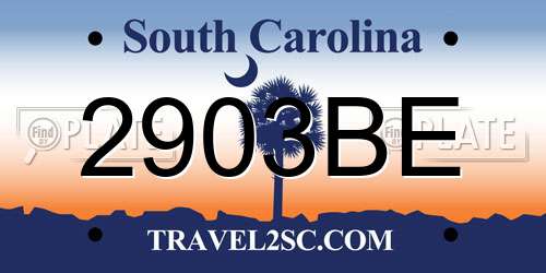 2903BE South Carolina License Plate