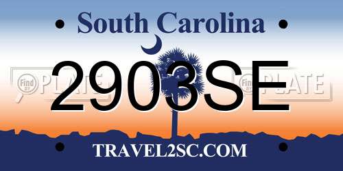 2903SE South Carolina License Plate