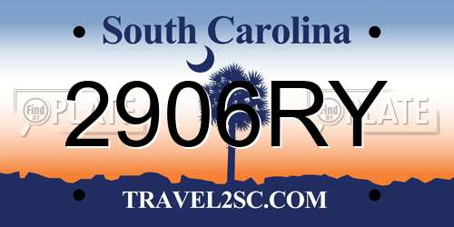 2906RY South Carolina License Plate