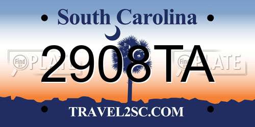 2908TA South Carolina License Plate