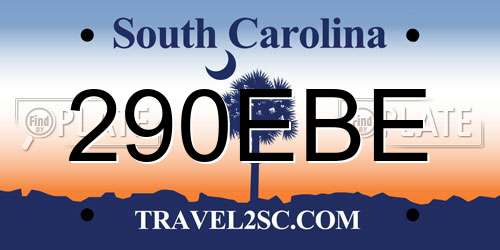 290EBE South Carolina License Plate