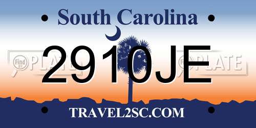 2910JE South Carolina License Plate