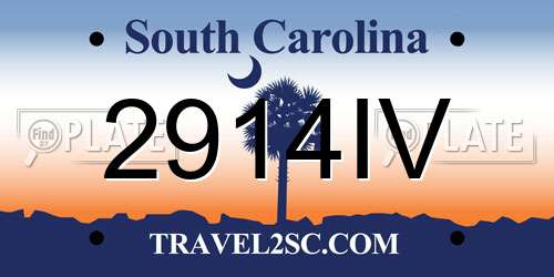 2914IV South Carolina License Plate