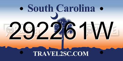 292261W South Carolina License Plate