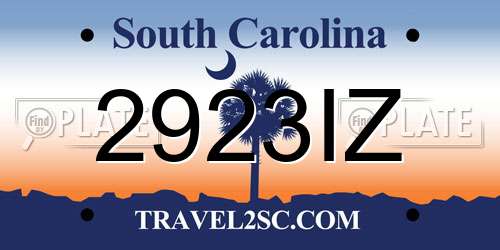 2923IZ South Carolina License Plate