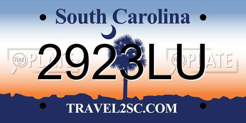 2923LU South Carolina License Plate