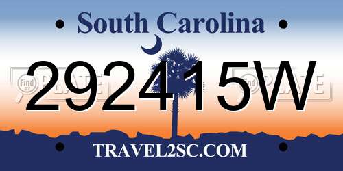 292415W South Carolina License Plate