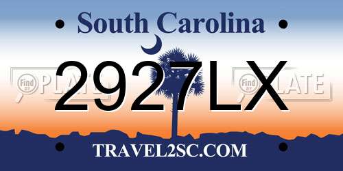 2927LX South Carolina License Plate