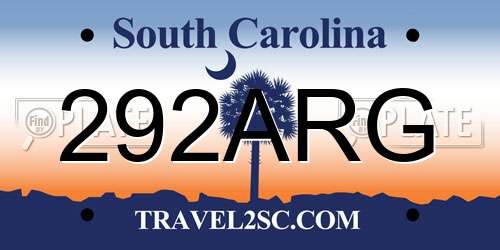 292ARG South Carolina License Plate