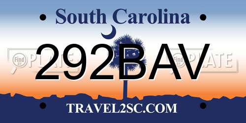 292BAV South Carolina License Plate