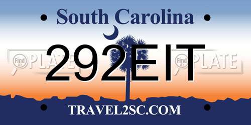 292EIT South Carolina License Plate