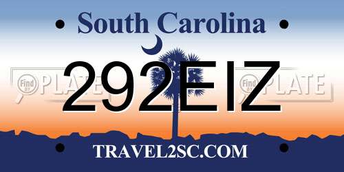 292EIZ South Carolina License Plate