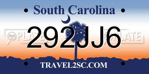 292JJ6 South Carolina License Plate