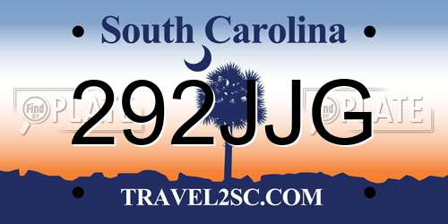 292JJG South Carolina License Plate
