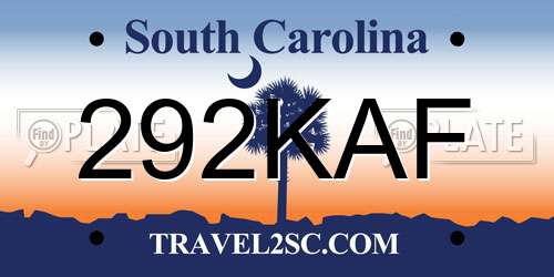 292KAF South Carolina License Plate