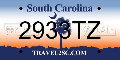 2933TZ South Carolina License Plate