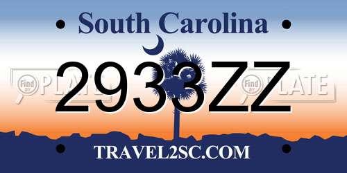 2933ZZ South Carolina License Plate