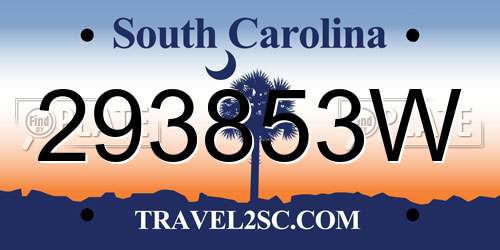 293853W South Carolina License Plate