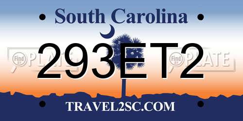 293ET2 South Carolina License Plate