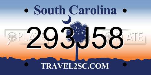 293J58 South Carolina License Plate