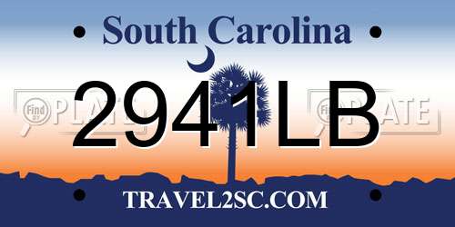 2941LB South Carolina License Plate