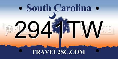 2941TW South Carolina License Plate
