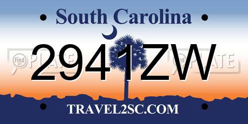 2941ZW South Carolina License Plate