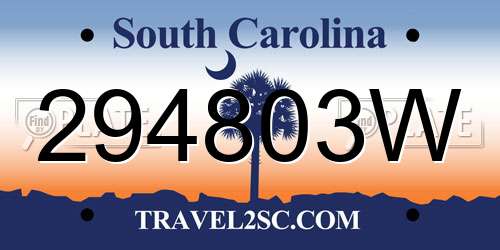 294803W South Carolina License Plate