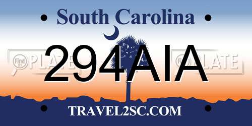 294AIA South Carolina License Plate