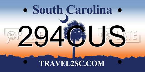 294CUS South Carolina License Plate