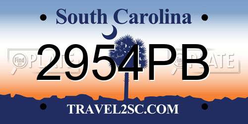 2954PB South Carolina License Plate