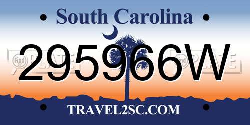 295966W South Carolina License Plate