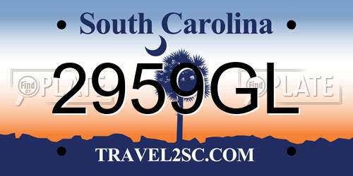 2959GL South Carolina License Plate