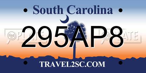 295AP8 South Carolina License Plate