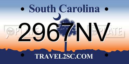 2967NV South Carolina License Plate